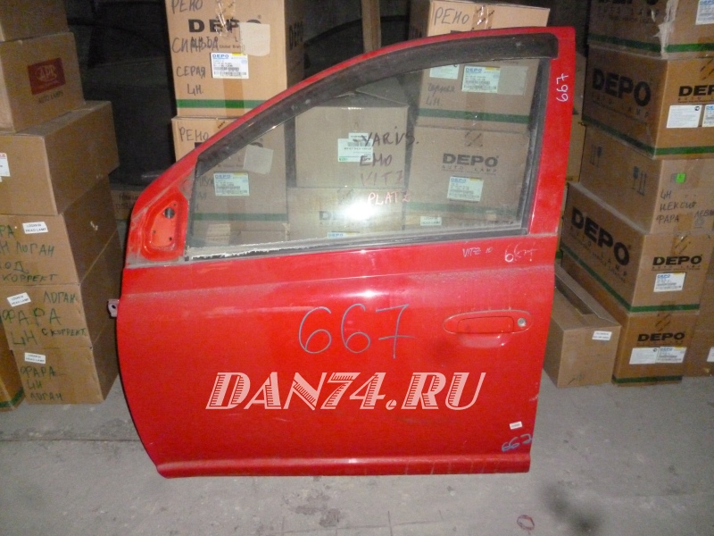 Дверь Toyota Yaris / Vitz / Platz / Echo (99-05) передняя левая красная б/у оригинал | Тойота Ярис / Витц / Платц / Эхо | 8888 руб. | T-Y222